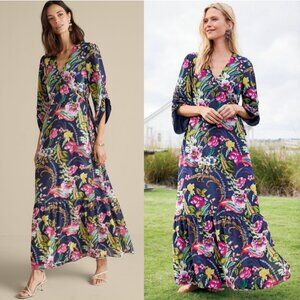 NWT SUNDANCE Samantha Maxi Dress Colorful Vibrant Floral Faux Wrap Size PL